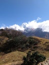 Mt Thamserku from viewing point above Namche Bazaar, Sagarmatha National Park, Nepal, along the Everest Base Camp trek Royalty Free Stock Photo