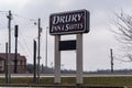 Sign for the Drury Inn and Suites, a hotel chain in the Midwest USA