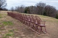 Mt Vernon lookout, chairs facing the view at the Potomac river, Virginia, USA