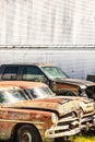 Old Hudson Hornet Sedan Car Parked and Rusting