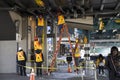 MTA employees perform work on subway infastructure Bronx NY Royalty Free Stock Photo