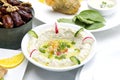Mtabbal plate on white , Lebanese food