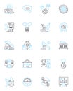 Mtary issue linear icons set. Discrimination, Inequality, Stereotyping, Racism, Prejudice, Bias, Xenophobia line vector