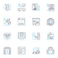 Mtary statistics linear icons set. Averages, Variance, Standard deviation, Hypothesis, Probability, Correlation