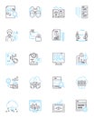 Mtary statistics linear icons set. Averages, Variance, Standard deviation, Hypothesis, Probability, Correlation