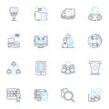 Mtary system linear icons set. Neuron, Synapse, Dendrite, Axon, Myelin, Neurotransmitter, Action potential line vector