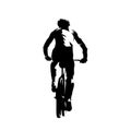 MTB biker, rear view. Mountain bike cycling. Isolated vector silhouette Royalty Free Stock Photo