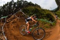 MTB Female Cyclist Action Royalty Free Stock Photo