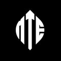 MTE circle letter logo design with circle and ellipse shape. MTE ellipse letters with typographic style. The three initials form a Royalty Free Stock Photo