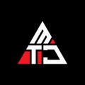 MTJ triangle letter logo design with triangle shape. MTJ triangle logo design monogram. MTJ triangle vector logo template with red Royalty Free Stock Photo