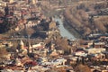 Mtkvari river in Metekhi and Old Tbilisi, Georgia