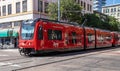A MTS Metro Tram Along the Streets of San Diego Royalty Free Stock Photo