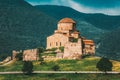 Mtskheta Georgia. Ancient World Heritage, Jvari Monastery On Green Valley, Scenic Hilly Background Royalty Free Stock Photo