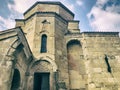 MTSKHETA, GEORGIA - APRIL 09, 2018: Close up view of Jvari monastery near Mtskheta Georgia. UNESCO World Heritage site Royalty Free Stock Photo