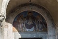 Religious fresco above the main entrance of the Svetitskhoveli Cathedral in the Mtskheta city in Georgia