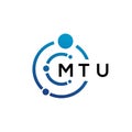 MTU letter technology logo design on white background. MTU creative initials letter IT logo concept. MTU letter design Royalty Free Stock Photo
