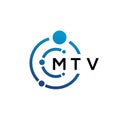 MTV letter technology logo design on white background. MTV creative initials letter IT logo concept. MTV letter design