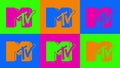 Mtv music television retro colorful set. Vibrant colors