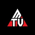 MTV triangle letter logo design with triangle shape. MTV triangle logo design monogram. MTV triangle vector logo template with red