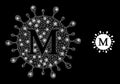 Mu Coronavirus Icon - Wireframe Mesh with Lightspots