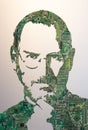 Mu-mu Garbage Museum, Russia - September 2023: A portrait of Steve Jobs made from microcircuits is made with a striking