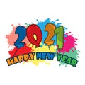 Happy 2021 New Year card with balloon. Royalty Free Stock Photo