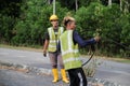 Muadzam Shah, Malaysia- September 1st, 2021 : Team of workers from telecomunication internet provider company working on