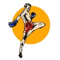 Muai thai boxer illustration