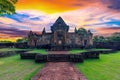 Muang Tam sanctuary stone castle on sunset background famous landmark of Buriram province in Thailand, castle Sunset Royalty Free Stock Photo