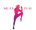 Muay thai athlete silhouette Royalty Free Stock Photo