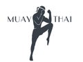 Muay thai athlete silhouette on white Royalty Free Stock Photo