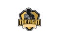 muay thai, boxing badge logo design inspiration Isolated On white Backgrounds. Royalty Free Stock Photo