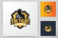 muay thai, boxing badge logo design inspiration Isolated On white Backgrounds Royalty Free Stock Photo