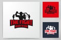 muay thai, boxing badge logo design inspiration Isolated On white Backgrounds Royalty Free Stock Photo