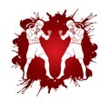 Muay Thai, Thai boxing standing ready to fight action graphic vector Royalty Free Stock Photo