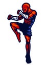 Muay thai fighter mascot pose