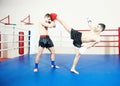 Muay thai fighters at boxing ring