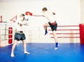 Muay thai fighters at boxing ring