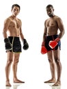 Muay Thai kickboxing kickboxer boxing men isolated Royalty Free Stock Photo