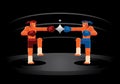 Muay Thai red and blue fighter on the ring