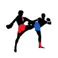 Muay Thai silhouette, thai boxing, kick boxing