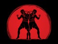 Muay Thai, Thai Boxing standing together graphic vector