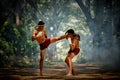 Muay thai or Thai boxing at Thailand Royalty Free Stock Photo