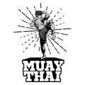 Muay Thai vector logo for boxing gym or other Royalty Free Stock Photo