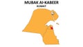 Mubarak Ai-Kabeer Map in Kuwait. Vector Map of Kuwait. Regions map of Kuwait Royalty Free Stock Photo