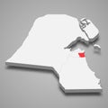 Mubarak Al-Kabeer region location within Kuwait 3d map Royalty Free Stock Photo