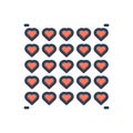 Color illustration icon for Much, pattern and heart