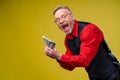 Much money in hands. Dollars in hands. Man holds dollar piles of dollars bills. Royalty Free Stock Photo