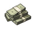 Much money, wads of cash. Earnings, finance, dollars vector illustration Royalty Free Stock Photo