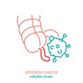 Mucinous adenocarcinoma outline icon. Appendiceal cancer sign.